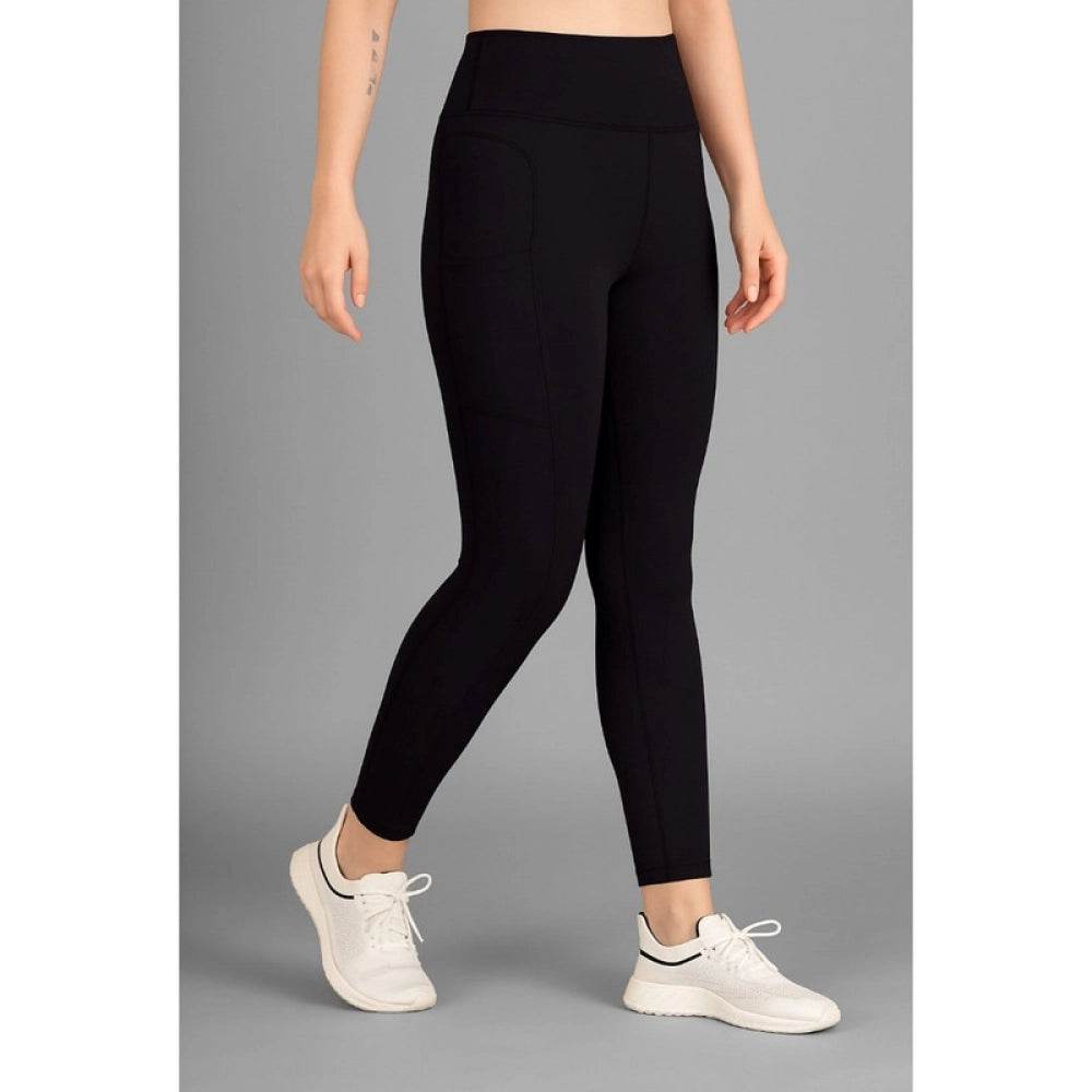 Generic Women's Polyester Solid Ankle length High Waisted Tights (Black) - MYLUXURY LANE ENTERPRISE