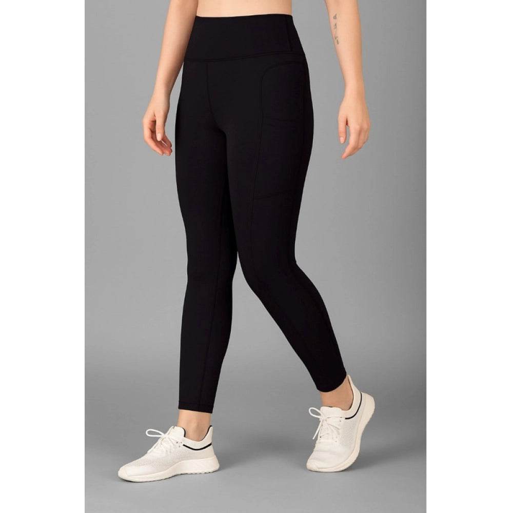 Generic Women's Polyester Solid Ankle length High Waisted Tights (Black) - MYLUXURY LANE ENTERPRISE