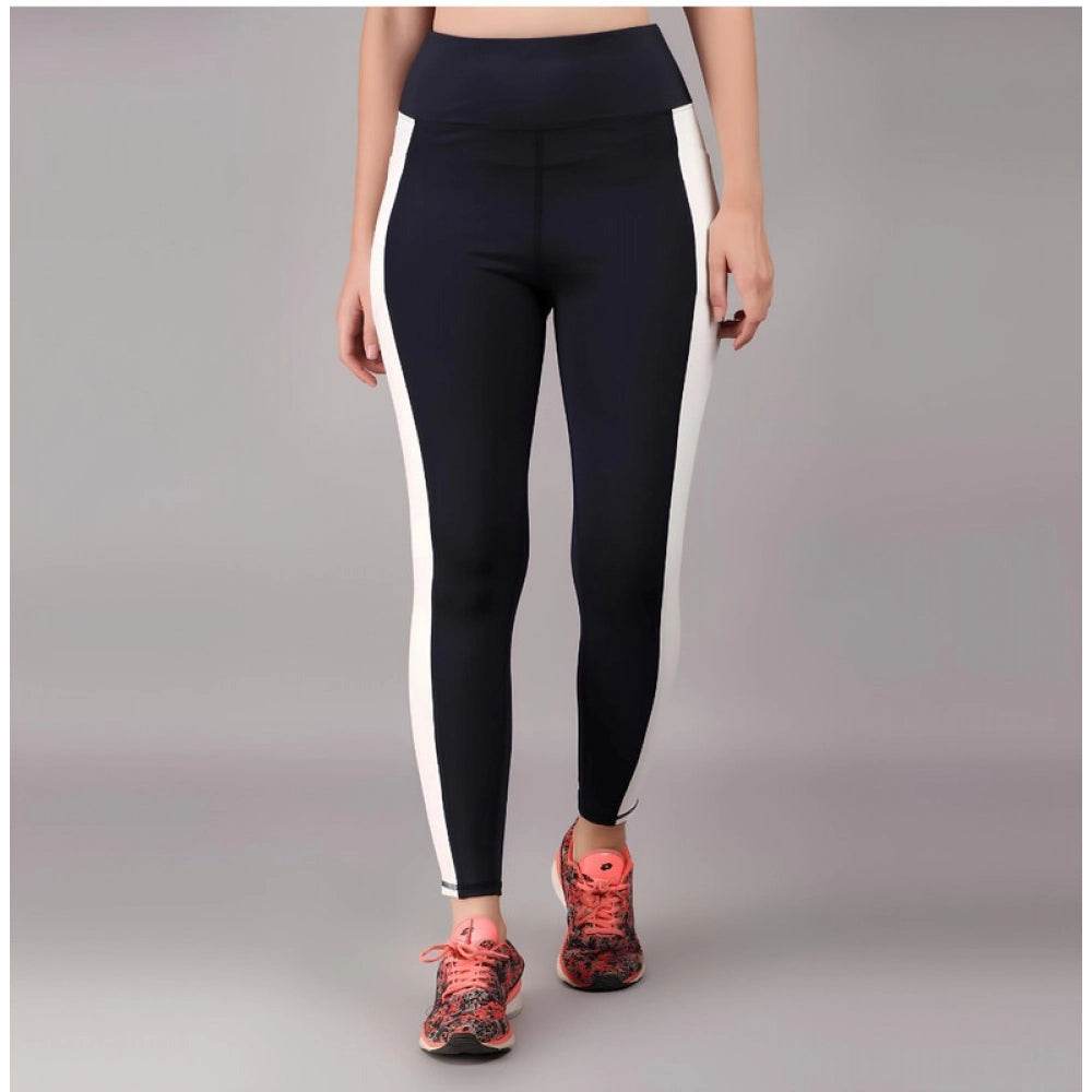 Generic Women's Polyester Solid Ankle length High Waisted Tights (Navy Blue) - MYLUXURY LANE ENTERPRISE