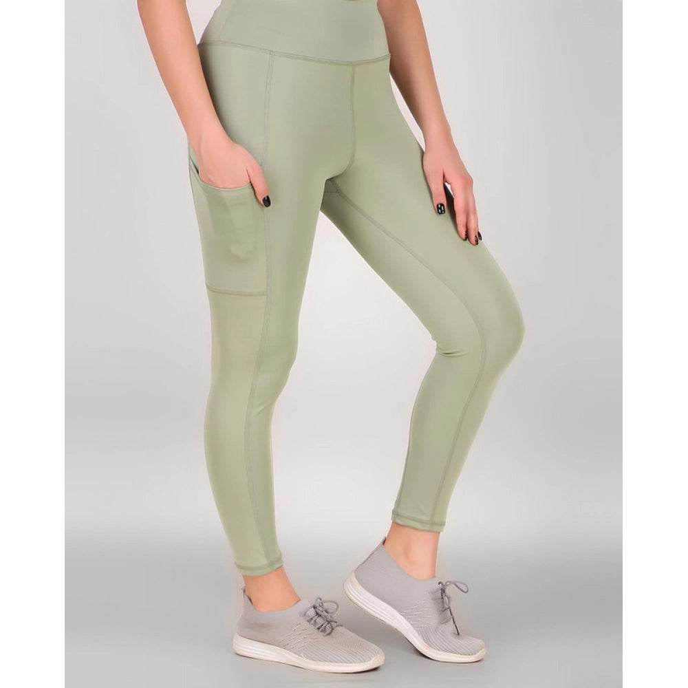 Generic Women's Polyester Solid Ankle length High Waisted Tights (Sea Green) - MYLUXURY LANE ENTERPRISE