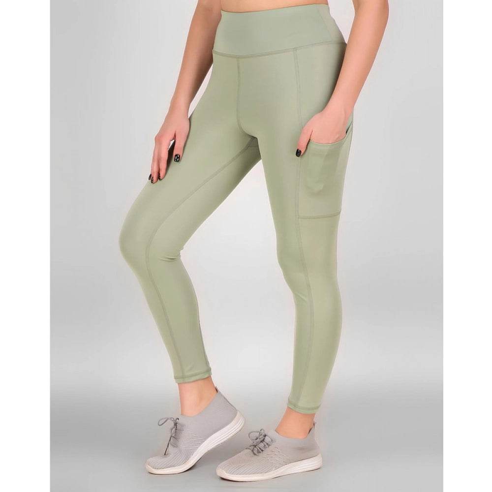 Generic Women's Polyester Solid Ankle length High Waisted Tights (Sea Green) - MYLUXURY LANE ENTERPRISE