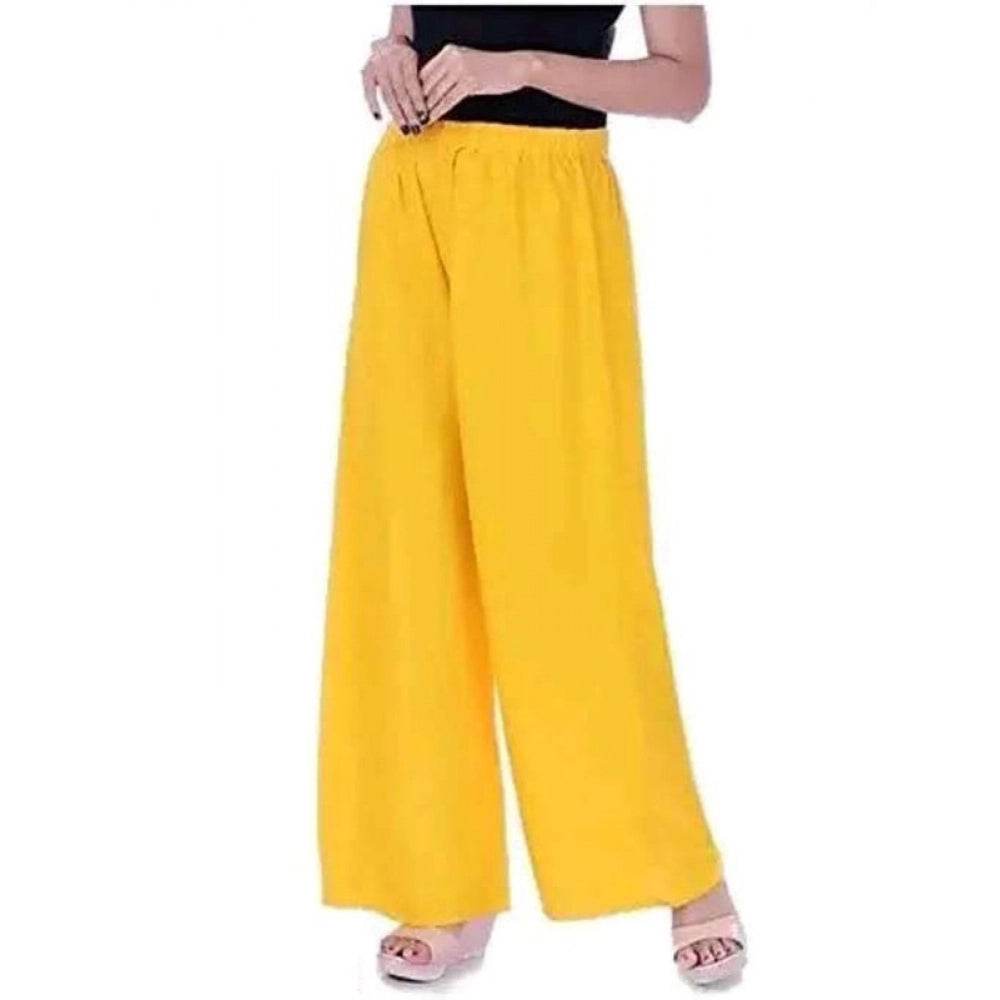 Generic Women's Casual Rayon Solid Ankle Length Palazzo (Yellow , Free Size) - MYLUXURY LANE ENTERPRISE
