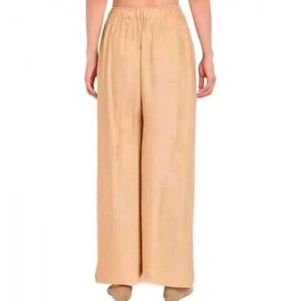 Generic Women's Casual Rayon Solid Ankle Length Palazzo (Golden , Free Size) - MYLUXURY LANE ENTERPRISE