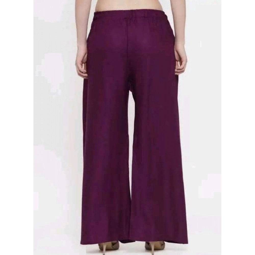 Generic Women's Casual Rayon Solid Ankle Length Palazzo (Purple, Free Size) - MYLUXURY LANE ENTERPRISE