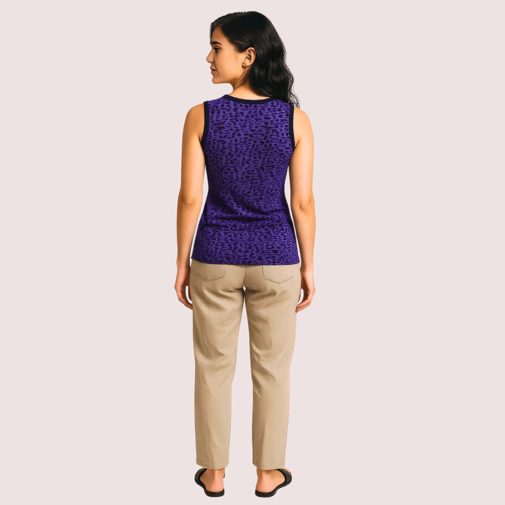 Electric Violet Leopard Print Tank Top - MYLUXURY LANE ENTERPRISE