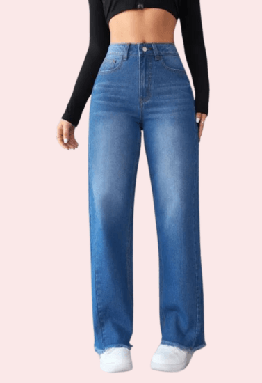 Wide-Leg Casual High-Waist Non-Elastic Jeans for Women - MYLUXURY LANE ENTERPRISE
