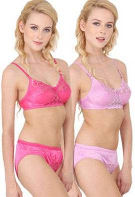 Women Pink Eye-Catcher Bra Panty Sets Pack Of 2 - MYLUXURY LANE ENTERPRISE