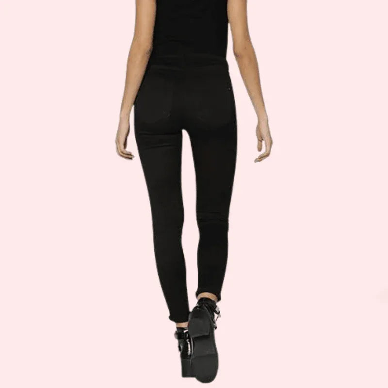 Women's Classic High Waist Royal Black Skinny Jeans - MYLUXURY LANE ENTERPRISE