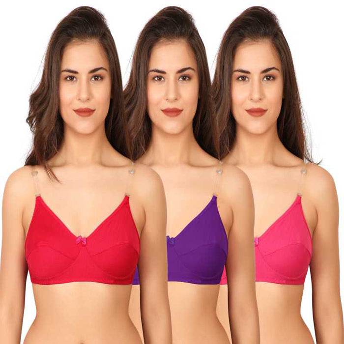 3 Pairs Clear Transparent Back Regular Bras - MYLUXURY LANE ENTERPRISE