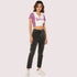 "Campus Vibes" Colorblock Zip Crop Top – Lilac & White - MYLUXURY LANE ENTERPRISE