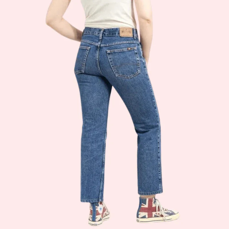 Women's 90s Blue Denim Straight Leg Jeans - MYLUXURY LANE ENTERPRISE