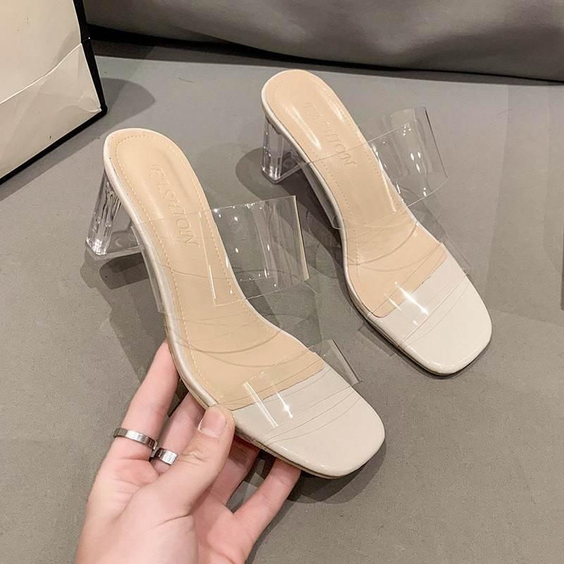 Transparent Ankle-strap Women's Outer Wear High Heel Crystal Sexy Women's Shoes - MYLUXURY LANE ENTERPRISE