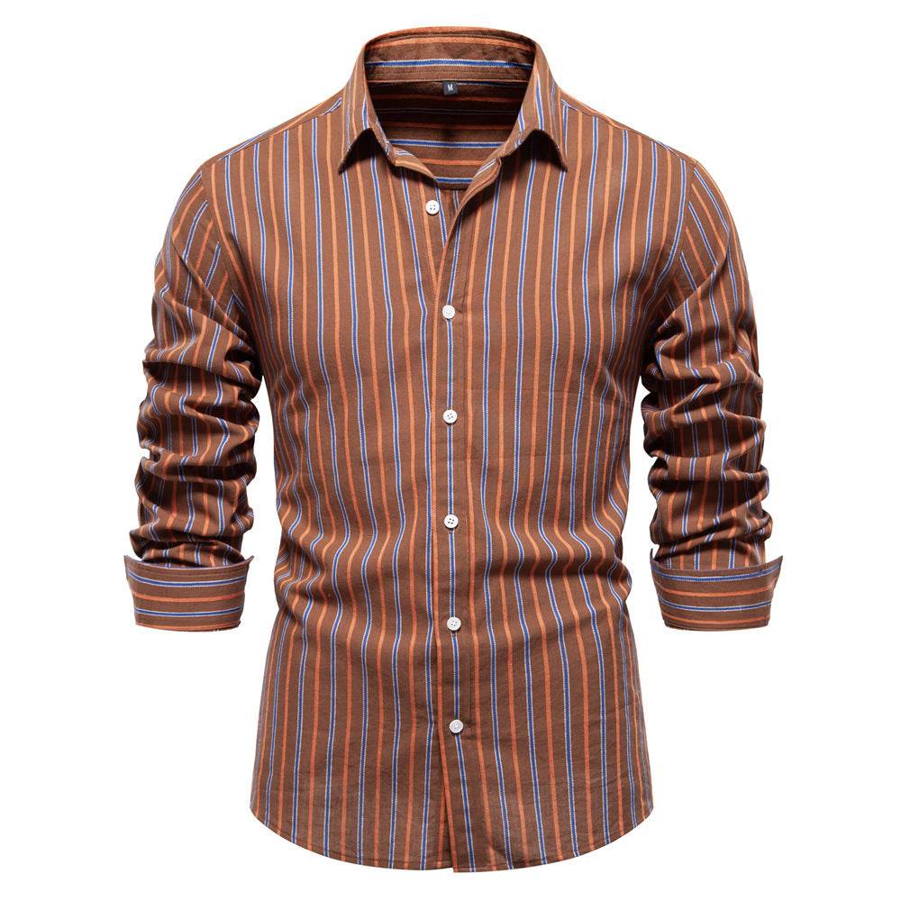 Men's Fashionable All-match Striped Long-sleeved Cotton Shirt Top - MYLUXURY LANE ENTERPRISE