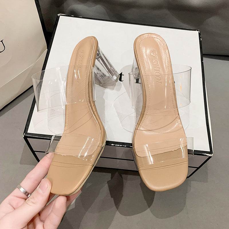 Transparent Ankle-strap Women's Outer Wear High Heel Crystal Sexy Women's Shoes - MYLUXURY LANE ENTERPRISE