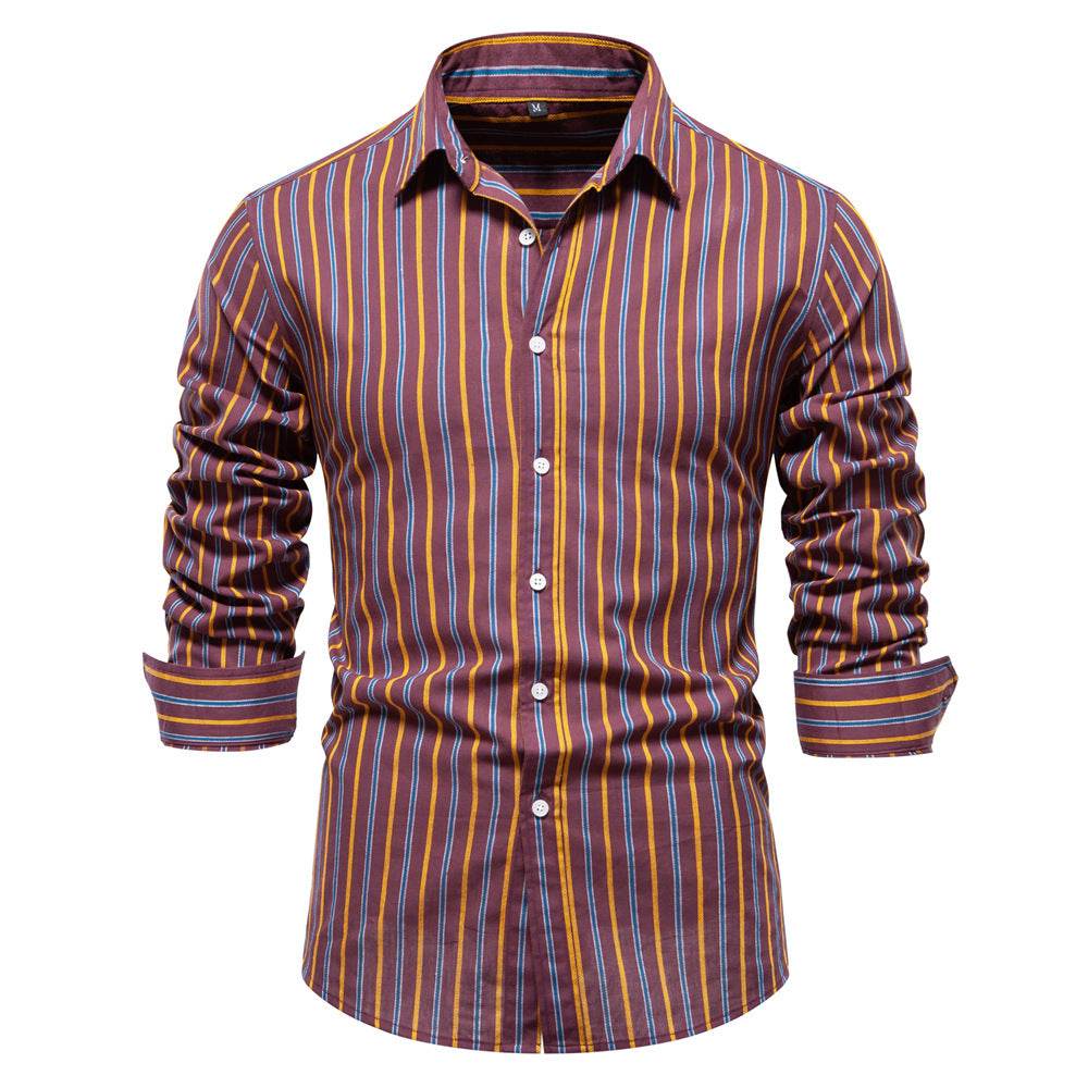 Men's Fashionable All-match Striped Long-sleeved Cotton Shirt Top - MYLUXURY LANE ENTERPRISE