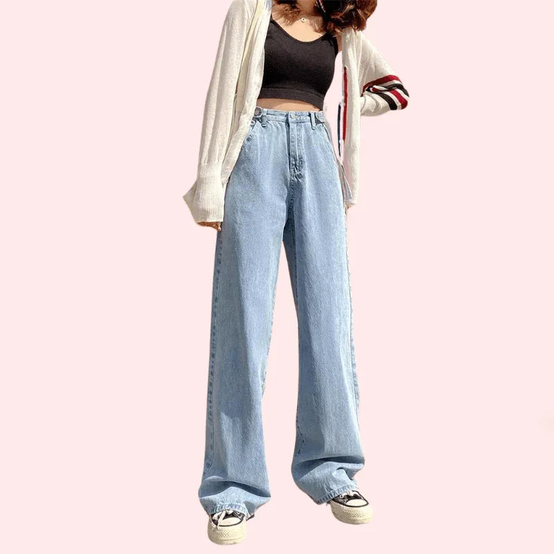 Women's Stylish High Waist Wide Leg Straight Jeans - MYLUXURY LANE ENTERPRISE