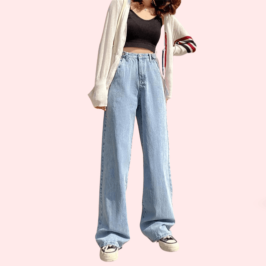 Women's Stylish High Waist Wide Leg Straight Jeans - MYLUXURY LANE ENTERPRISE