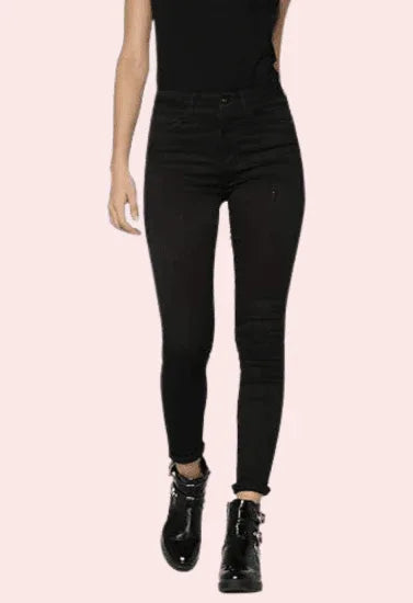 Women's Classic High Waist Royal Black Skinny Jeans - MYLUXURY LANE ENTERPRISE