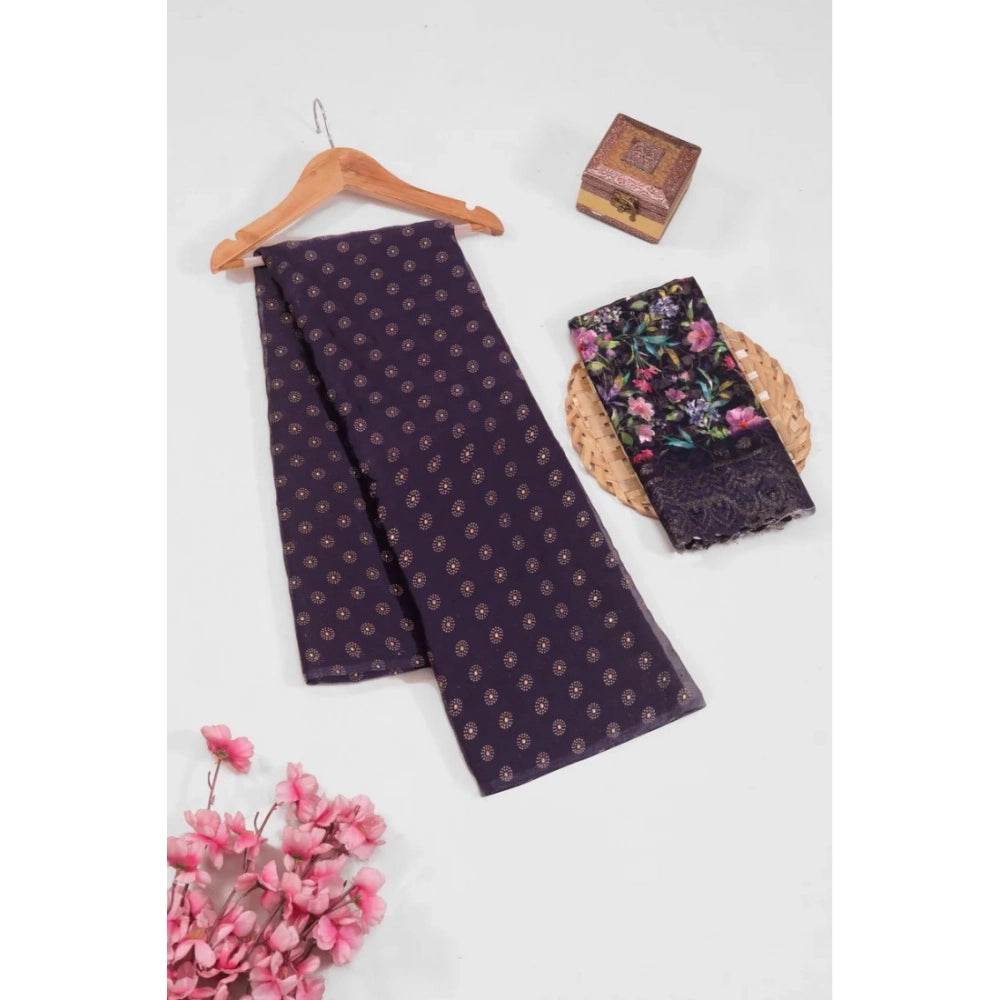 Generic Women's Printed Brasso Saree With Unstitched Blouse (Magenta, 5-6 Mtrs) - MYLUXURY LANE ENTERPRISE