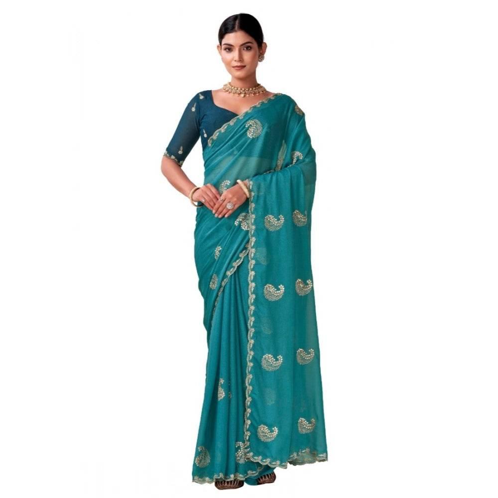 Generic Women's Digital Printed  Georgette Saree With Unstitched Blouse (Sky, 5-6 Mtrs) - MYLUXURY LANE ENTERPRISE