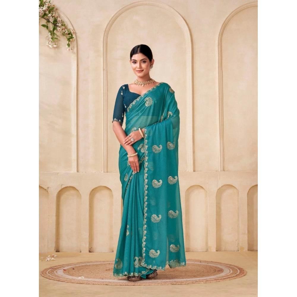 Generic Women's Digital Printed  Georgette Saree With Unstitched Blouse (Sky, 5-6 Mtrs) - MYLUXURY LANE ENTERPRISE
