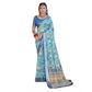 Generic Women's Printed Cotton Linen Saree withPrinted Saree With Unstitched Blouse (Light Blue, 5-6Mtrs) - MYLUXURY LANE ENTERPRISE