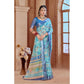 Generic Women's Printed Cotton Linen Saree withPrinted Saree With Unstitched Blouse (Light Blue, 5-6Mtrs) - MYLUXURY LANE ENTERPRISE