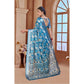 Generic Women's Printed Cotton Linen Saree withPrinted Saree With Unstitched Blouse (Blue, 5-6Mtrs) - MYLUXURY LANE ENTERPRISE