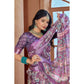 Generic Women's Printed Cotton Linen Saree withPrinted Saree With Unstitched Blouse (Purple, 5-6Mtrs) - MYLUXURY LANE ENTERPRISE