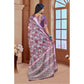 Generic Women's Printed Cotton Linen Saree withPrinted Saree With Unstitched Blouse (Purple, 5-6Mtrs) - MYLUXURY LANE ENTERPRISE