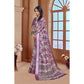 Generic Women's Printed Cotton Linen Saree withPrinted Saree With Unstitched Blouse (Purple, 5-6Mtrs) - MYLUXURY LANE ENTERPRISE