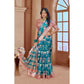 Generic Women's Printed Cotton Linen Saree withPrinted Saree With Unstitched Blouse (Peacook Green, 5-6Mtrs) - MYLUXURY LANE ENTERPRISE