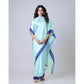 Generic Women's Soft Crepe Silk Printed Ready To Wear Saree With Unstitched Blouse 5.5Mtr (Turquoise) - MYLUXURY LANE ENTERPRISE