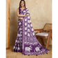 Generic Women's Silk Blend Printed Saree With Unstitched Blouse 5.5Mtr (Purple) - MYLUXURY LANE ENTERPRISE