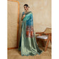 Generic Women's Silk Printed Saree With Unstitched Blouse 5.5Mtr (Blue) - MYLUXURY LANE ENTERPRISE
