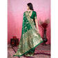 Generic Women's Banarasi Silk Printed Saree With Unstitched Blouse 5.5Mtr (Green) - MYLUXURY LANE ENTERPRISE