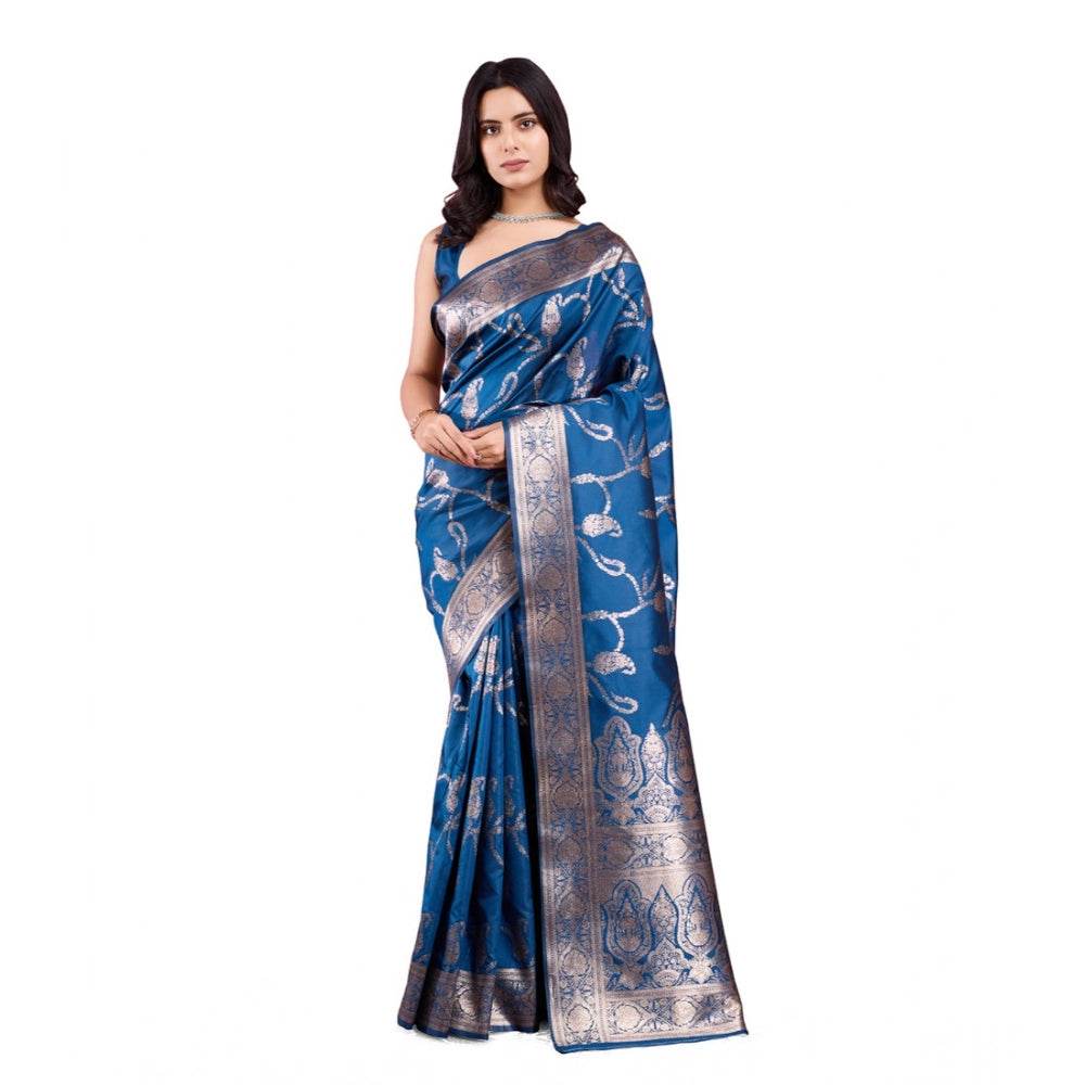 Generic Women's Banarasi Silk Printed Saree With Unstitched Blouse 5.5Mtr (Pinch) - MYLUXURY LANE ENTERPRISE
