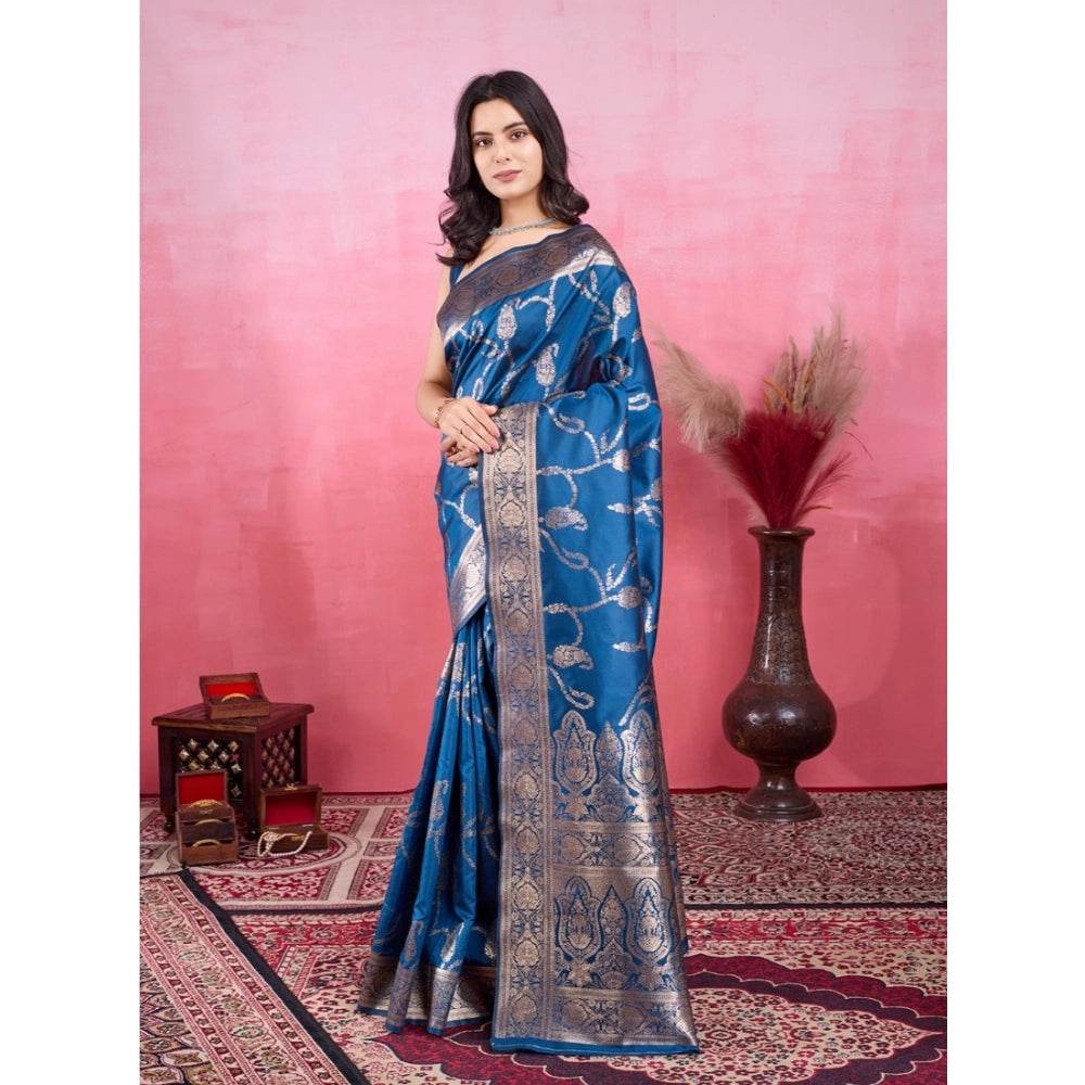 Generic Women's Banarasi Silk Printed Saree With Unstitched Blouse 5.5Mtr (Pinch) - MYLUXURY LANE ENTERPRISE