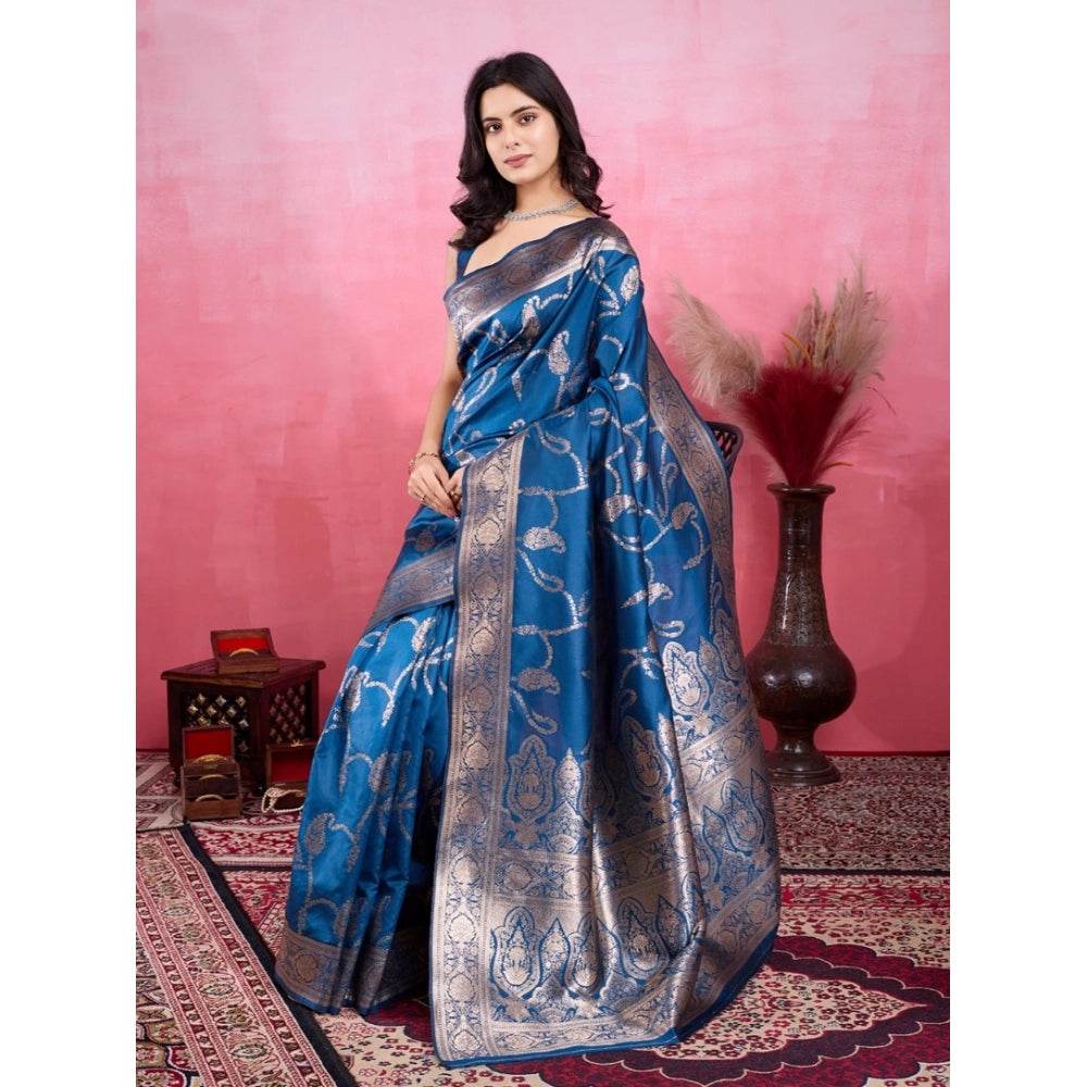 Generic Women's Banarasi Silk Printed Saree With Unstitched Blouse 5.5Mtr (Pinch) - MYLUXURY LANE ENTERPRISE