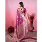 Generic Women's Banarasi Silk Printed Saree With Unstitched Blouse 5.5Mtr (Wine) - MYLUXURY LANE ENTERPRISE