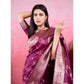 Generic Women's Banarasi Silk Printed Saree With Unstitched Blouse 5.5Mtr (Wine) - MYLUXURY LANE ENTERPRISE