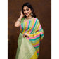 Generic Women's Cotton Blended Printed Saree With Unstitched Blouse 5.5Mtr (Pista) - MYLUXURY LANE ENTERPRISE