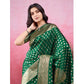 Generic Women's Banarasi Silk Printed Saree With Unstitched Blouse 5.5Mtr (Green) - MYLUXURY LANE ENTERPRISE