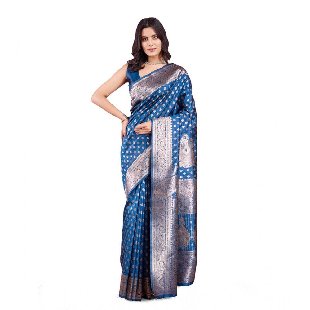 Generic Women's Banarasi Silk Printed Saree With Unstitched Blouse 5.5Mtr (Pinch) - MYLUXURY LANE ENTERPRISE