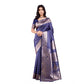Generic Women's Banarasi Silk Printed Saree With Unstitched Blouse 5.5Mtr (Blue) - MYLUXURY LANE ENTERPRISE
