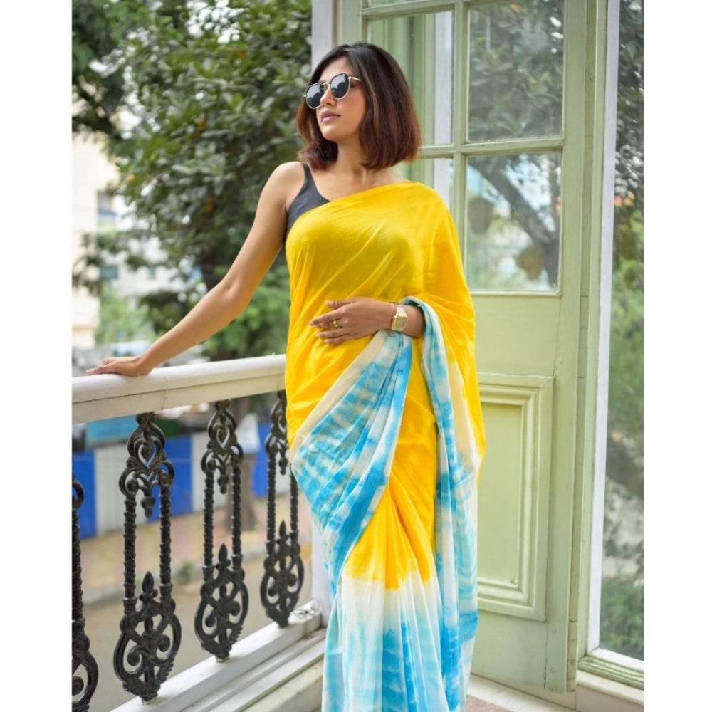 Generic Women's Linen Printed Saree With Unstitched Blouse 5.5Mtr (Multicolor) - MYLUXURY LANE ENTERPRISE
