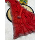 Generic Women's Georgette Stone Work Saree With Unstitched Blouse 5.5Mtr (Red) - MYLUXURY LANE ENTERPRISE