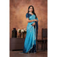 Generic Women's Chiffon Embroidred Saree With Unstitched Blouse 5.5Mtr (Light Blue) - MYLUXURY LANE ENTERPRISE