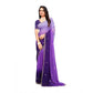 Generic Women's Chiffon Embroidred Saree With Unstitched Blouse 5.5Mtr (Purple) - MYLUXURY LANE ENTERPRISE
