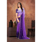 Generic Women's Chiffon Embroidred Saree With Unstitched Blouse 5.5Mtr (Purple) - MYLUXURY LANE ENTERPRISE